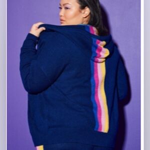 Lovesick Navy Hooded Sweater with Vibrant Stripes
